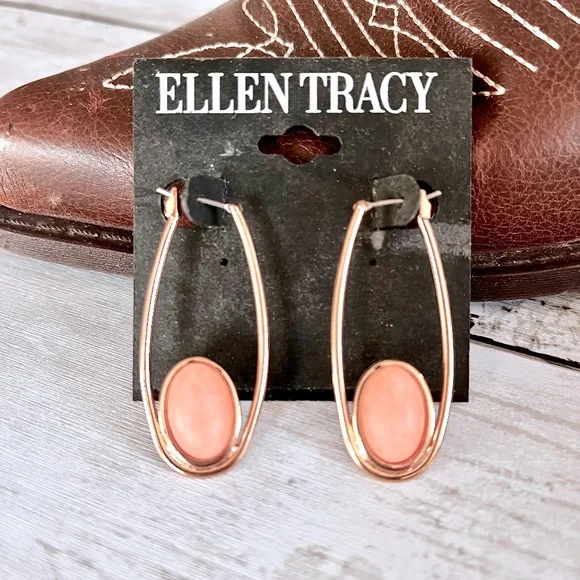 NWOT Rose Gold and Pink Fashion Earrings - Picture 2 of 5